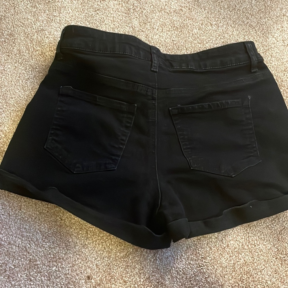 Black denim shorts